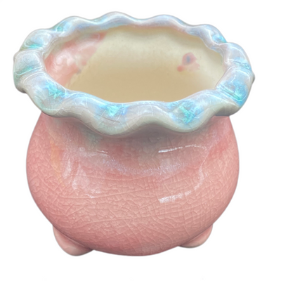 25#0002B122  高品質陶器花鉢（イエローブルー、ピンクブルー、浅パープル、浅ブルー）4個セット
