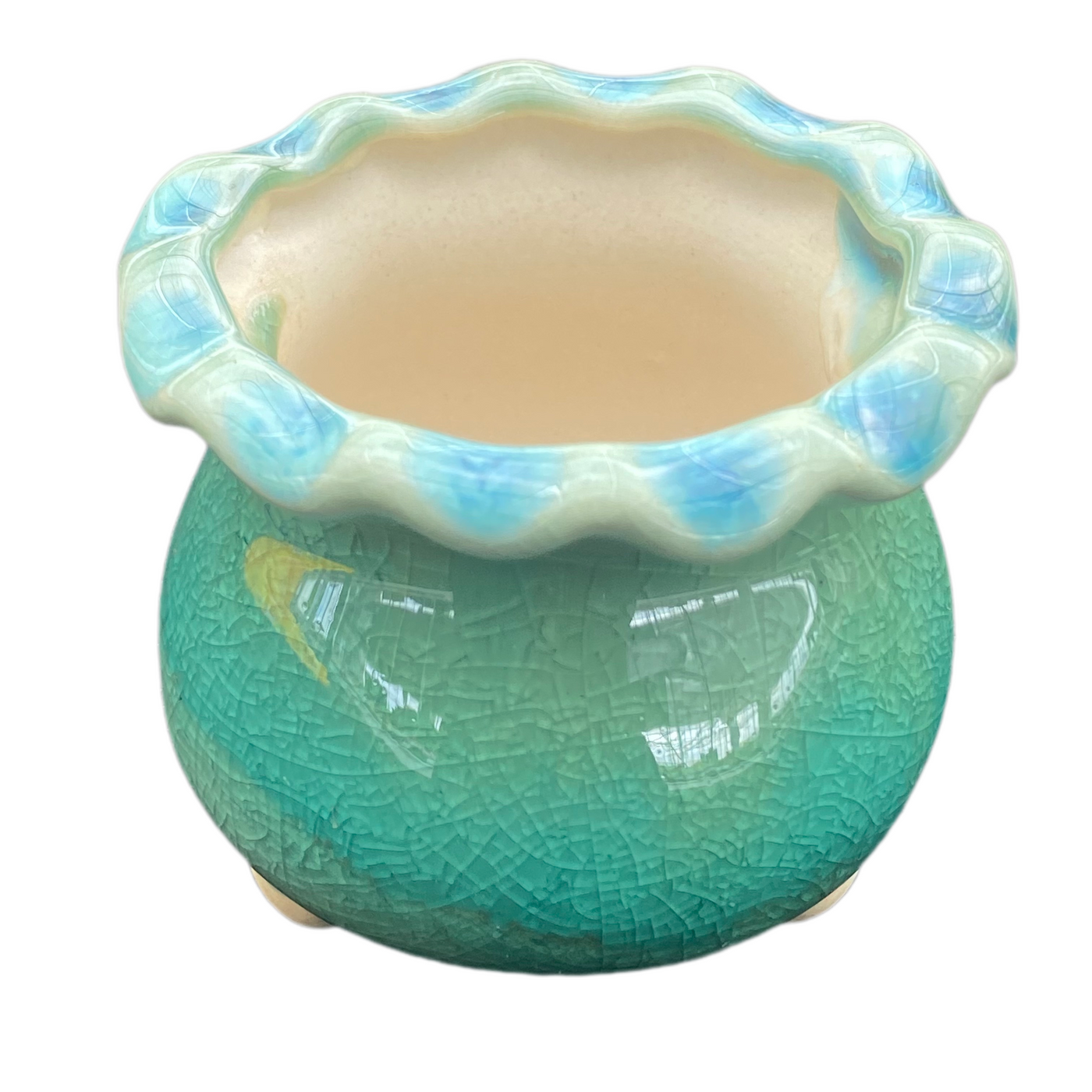 25#0003B123  高品質陶器花鉢（ダークグリーン、浅ブルー、ピンクブルー、パープルブルー）4個セット