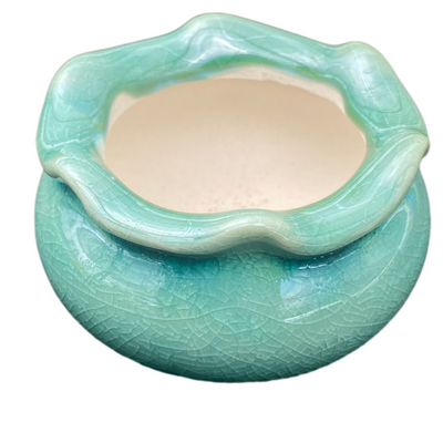 25#0012B132  高品質陶器花鉢（浅グリーン、グレー、ダークグリーン、ピンク）4個セット